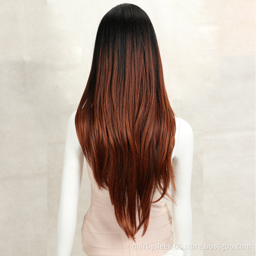 Magic 30 Medium Brown Color Synthetic Hair Wigs For Women Long Natural Wavy Lace Front Wig With Natural Hairline Middle Part